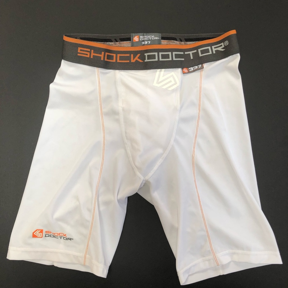 Shock Doctor Core Compression Shorts with Athletic Cup Pocket - White Size M